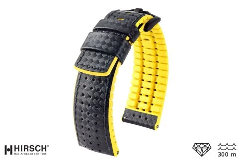 Black Yellow Ayrton HIRSCH watch bracelet (waterproof)