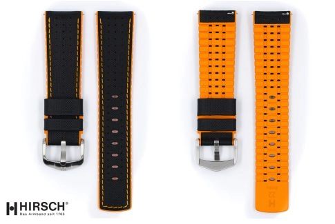 Black Orange HIRSCH watch bracelet (waterproof)
