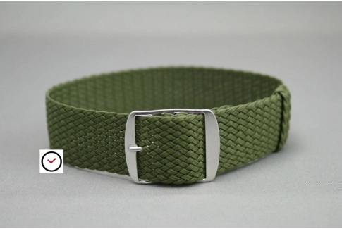 Bracelet montre Perlon tressé Vert Kaki (militaire)