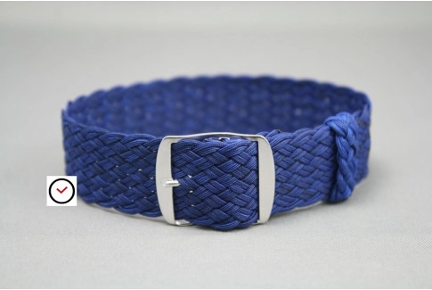 Dark Blue braided Perlon watch strap, double yarn weaving