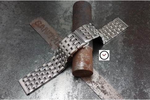 Bracelet montre "Harry" en acier inox massif, boucle déployante (18, 20, 22 & 24 mm)