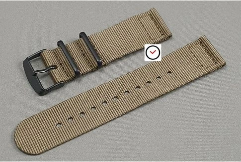 Bronze Brown 2 pieces NATO strap, PVD buckle and loops (black)