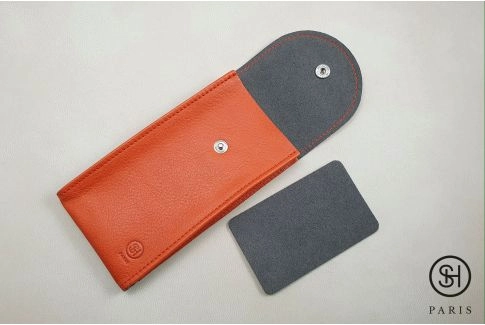 Orange vintage leather SELECT-HEURE watch pouch (handmade in Italy)