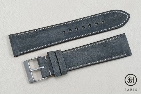 Bracelet montre cuir Motown SELECT-HEURE Ardoise (fait main)