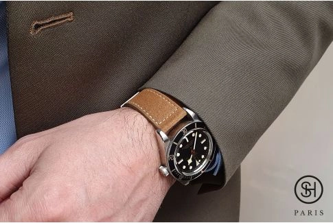 Bronze Suede SELECT-HEURE leather watch strap with quick release spring bars (interchangeable)