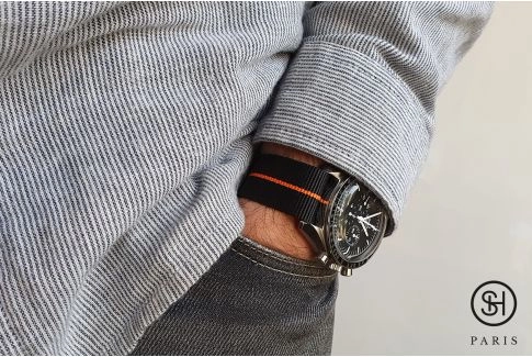 Black Orange SELECT-HEURE Marine Nationale nylon watch straps