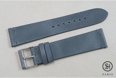 Bracelet montre cuir Vintage SELECT-HEURE Gris Bleu avec pompes rapides (interchangeable)