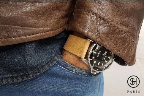 Bracelet montre cuir Vintage SELECT-HEURE Miel avec pompes rapides (interchangeable)