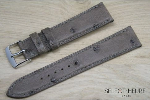 Bracelet montre cuir SELECT-HEURE en Autruche véritable Taupe