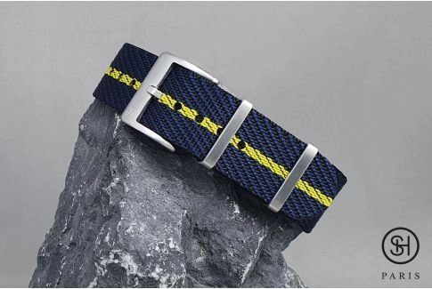 Bracelet montre Nylon Sergé SELECT-HEURE Noir Bleu Jaune