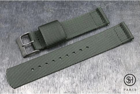 Green Grey SELECT-HEURE 2 pieces US Military watch strap with quick release spring bars (interchangeable)