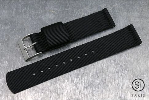 Black SELECT-HEURE 2 pieces US Military watch strap with quick release spring bars (interchangeable)