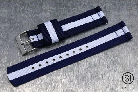 Bracelet montre US Military 2 pièces SELECT-HEURE Bleu Navy Blanc avec pompes rapides (interchangeable)