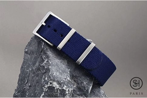 Bracelet montre NATO SELECT-HEURE Allure Bleu Marine, nylon épais et boucle haut de gamme