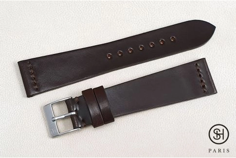 Bracelet montre cuir Horween Shell Cordovan SELECT-HEURE Marron (fait main)
