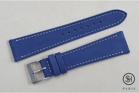 Egyptian Blue Nubuck SELECT-HEURE leather watch strap with quick release spring bars (interchangeable)