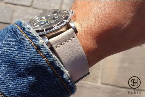 Bracelet montre cuir Nubuck SELECT-HEURE Lin avec pompes rapides (interchangeable)