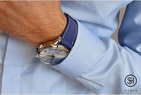 Bracelet montre cuir Nubuck SELECT-HEURE Bleu Egyptien avec pompes rapides (interchangeable)