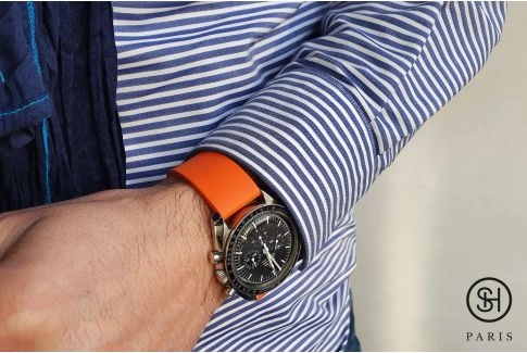 Bracelet montre caoutchouc FKM SELECT-HEURE Essentiel Orange , montage pompes rapides (interchangeable)