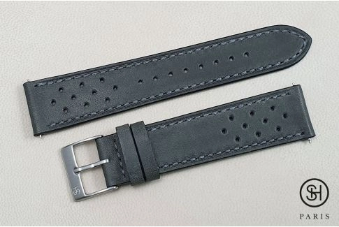 Grey Rallye SELECT-HEURE leather watch strap with quick release spring bars (interchangeable)