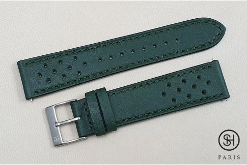 Empire Green Rallye SELECT-HEURE leather watch strap with quick release spring bars (interchangeable)