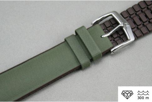 Bracelet montre HIRSCH Arne Vert Militaire (Kaki) Marron (étanche)