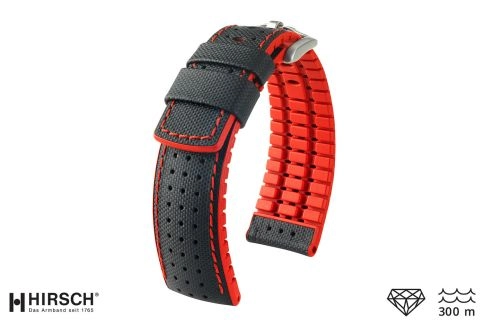 Black Red Robby HIRSCH watch bracelet (waterproof)