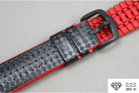 Black Red Ayrton HIRSCH watch bracelet (waterproof)