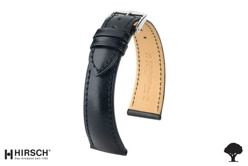 Bracelet montre HIRSCH Siena Noir, cuir de veau naturel italien