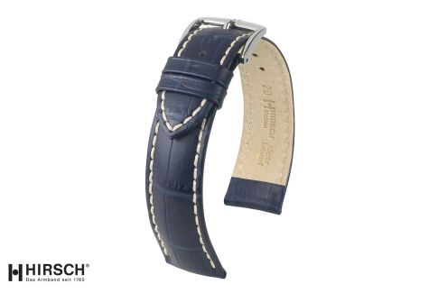 Bracelet montre HIRSCH Modena Bleu, cuir de veau italien