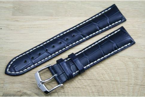 Blue Modena HIRSCH watch bracelet, Italian calfskin