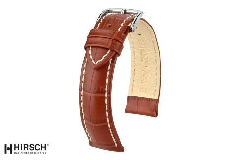 Bracelet montre HIRSCH Modena Marron Or, cuir de veau italien