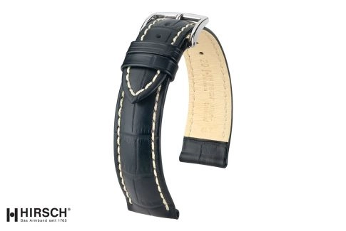 Black Modena HIRSCH watch bracelet, Italian calfskin