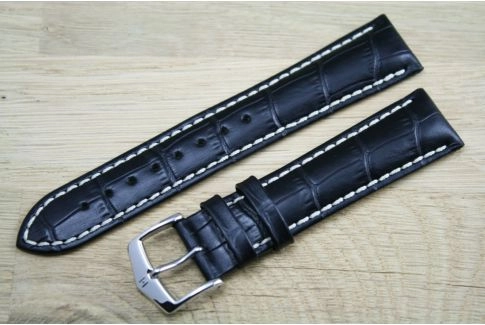 Bracelet montre HIRSCH Modena Noir, cuir de veau italien