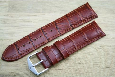 Bracelet montre HIRSCH Duke Marron Or, cuir de veau italien