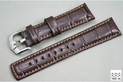 Bracelet montre HIRSCH Grand Duke, cuir Marron (étanche)