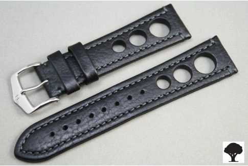 Bracelet montre HIRSCH Rally cuir Noir (non étanche)