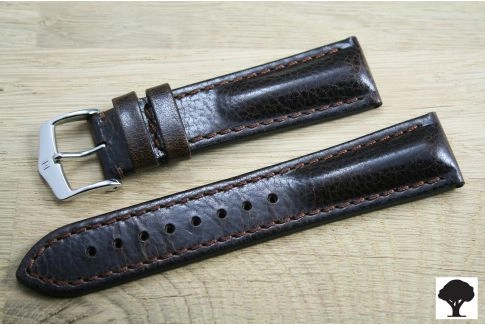 Hand-made Lucca HIRSCH watch bracelet, Brown Tuscan leather