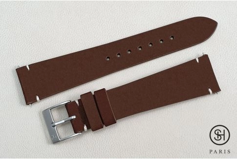 Cigar Nubuck SELECT-HEURE leather watch strap with quick release spring bars (interchangeable)