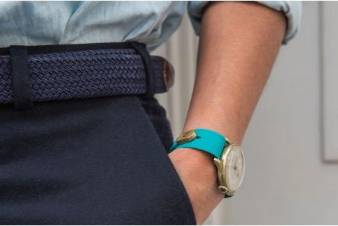 Turquoise Blue Olaaf watch strap, made in France