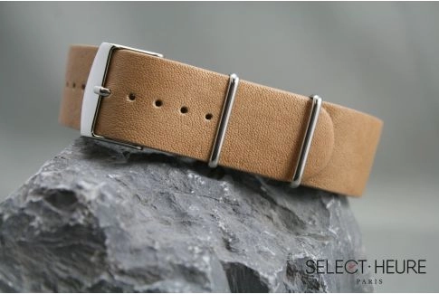 Honey Aviator leather G10 NATO watch strap with leather lining