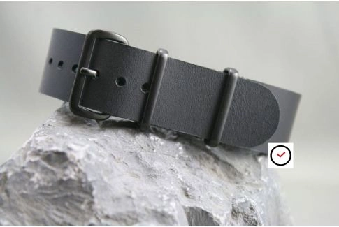 Full Black leather G10 NATO strap (black PVD buckle and loops)