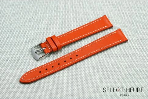 Orange SELECT-HEURE women leather watch strap, quick release spring bars