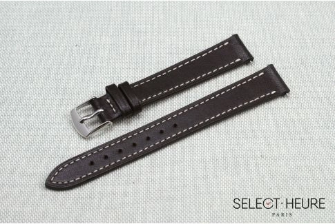 Dark Brown SELECT-HEURE women leather watch strap, quick release spring bars