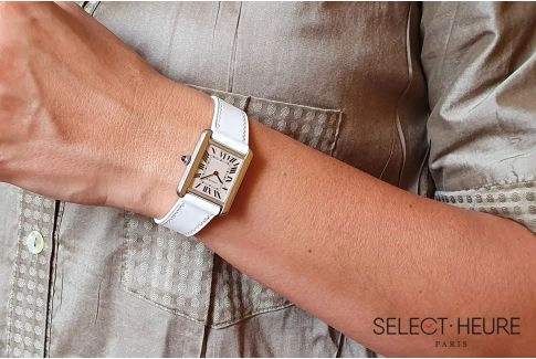 White SELECT-HEURE women leather watch strap, quick release spring bars