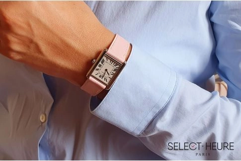 Pink SELECT-HEURE women leather watch strap, quick release spring bars