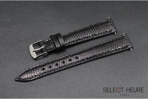 Bracelet montre Lézard véritable SELECT-HEURE Noir pour femmes, pompes rapides (interchangeable)