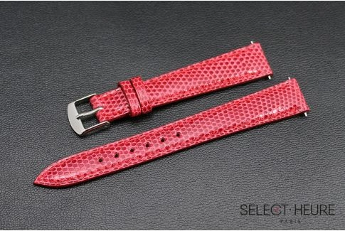 Red genuine lizard SELECT-HEURE women watch strap, quick release spring bars