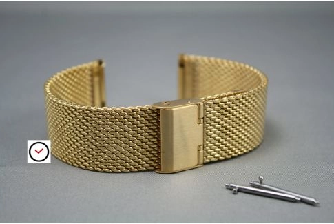Yellow Gold stainless steel MESH watch strap (milanese) with quick release spring bars -  18, 20, 22 or 24 mm width