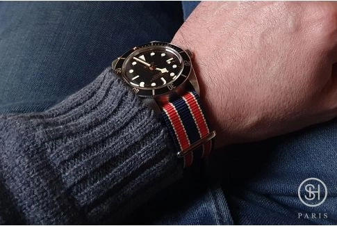 Bracelet montre NATO nylon SELECT-HEURE - Oxford-, boucle indémontable en acier inox